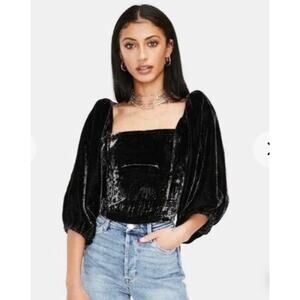Free People Marie velvet open back balloon sleeves holidays whimsy goth party